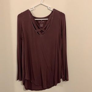 American Eagle Criss-Cross Long Sleeve Top